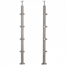 Słupek balustradowy narożny ze stali nierdzewnej – fi 42,4/ H1060/ 1102, 4 mm/ 2x4 uchwyty, szlifowany