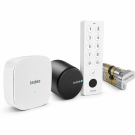 Inteligentny zamek Tedee Lock PRO - grafitowy + mostek Tedee Bridge + biała klawiatura Tedee 2.0 + wkładka EXXO SMART M G61/61, z zabierakiem i gałką