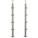 Słupek balustradowy narożny ze stali nierdzewnej – fi 42,4/ H960 mm/ 1002,4 mm/ 2x4 uchwyty, szlifowany