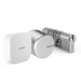 Zdjęcie Zestaw inteligentny zamek Tedee Lock GO2 (aluminium) srebrny z białym przyciskiem + Tedee Bridge Wi-Fi + wkładka modułowa SLR 30-61/37-68 mm (typ C)