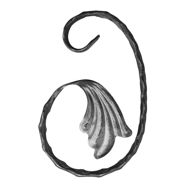Spirala kuta typu C fakturowana z liściem 12x6 mm H150 x L100 mm lewa