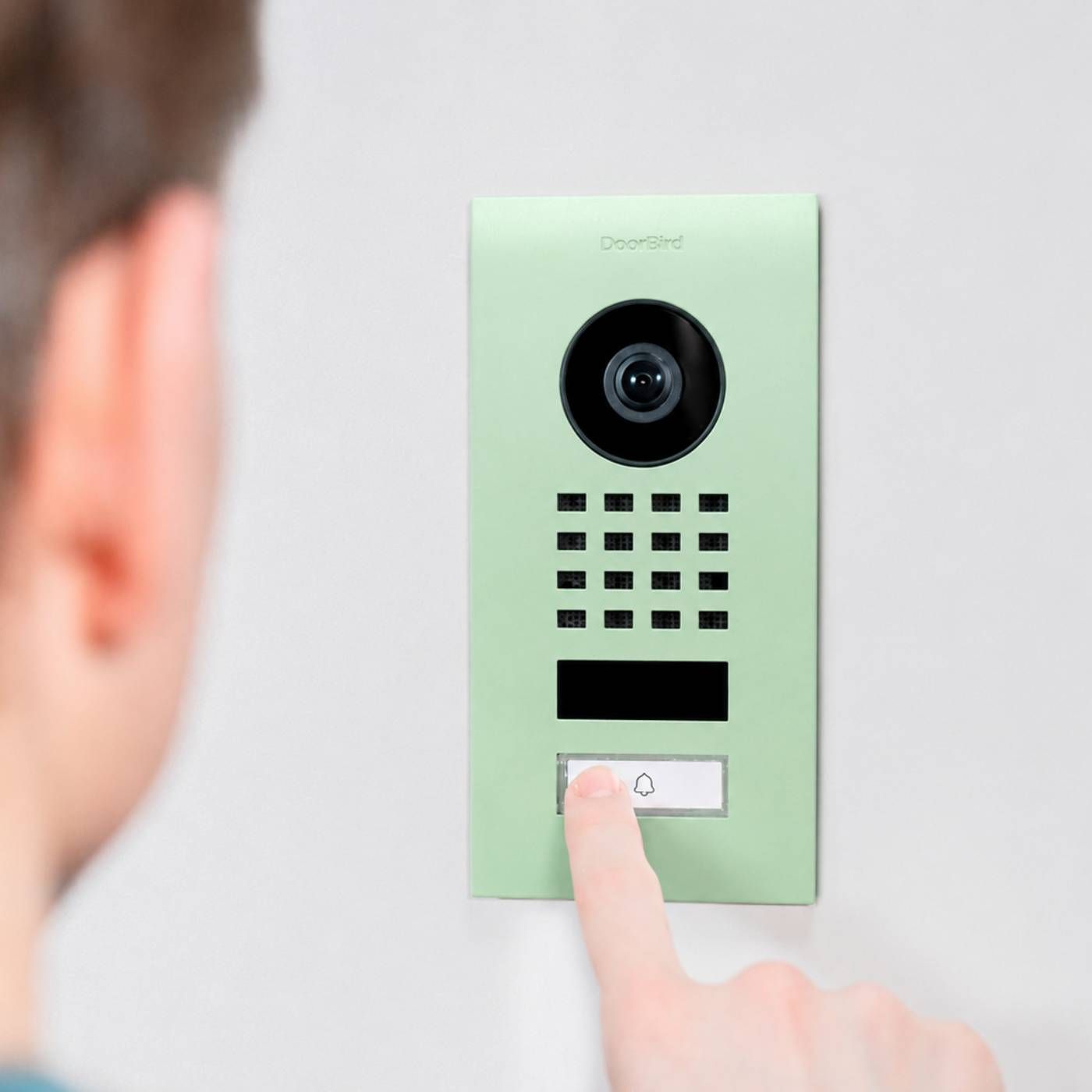 Wideodomofon IP DoorBird D1101V - do montażu podtynkowego, zielony pastelowy RAL 6019