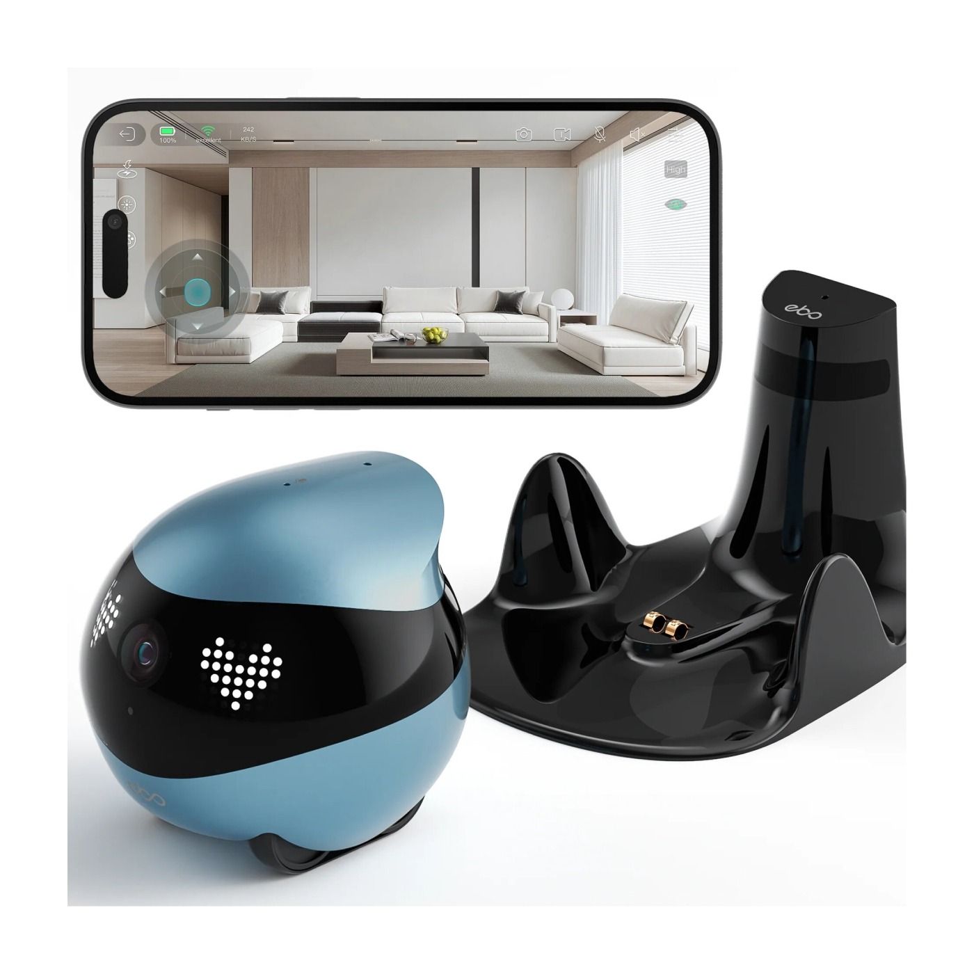 EnaBot EBO AIR 2 - domowy, mobilny robot monitorujący, niebieski