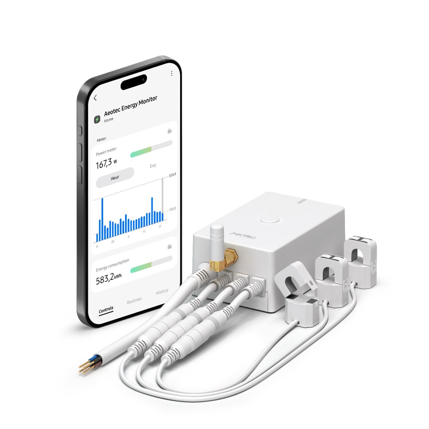 Licznik energii Aeotec Home Energy Meter 8 z trzema cęgami 60A