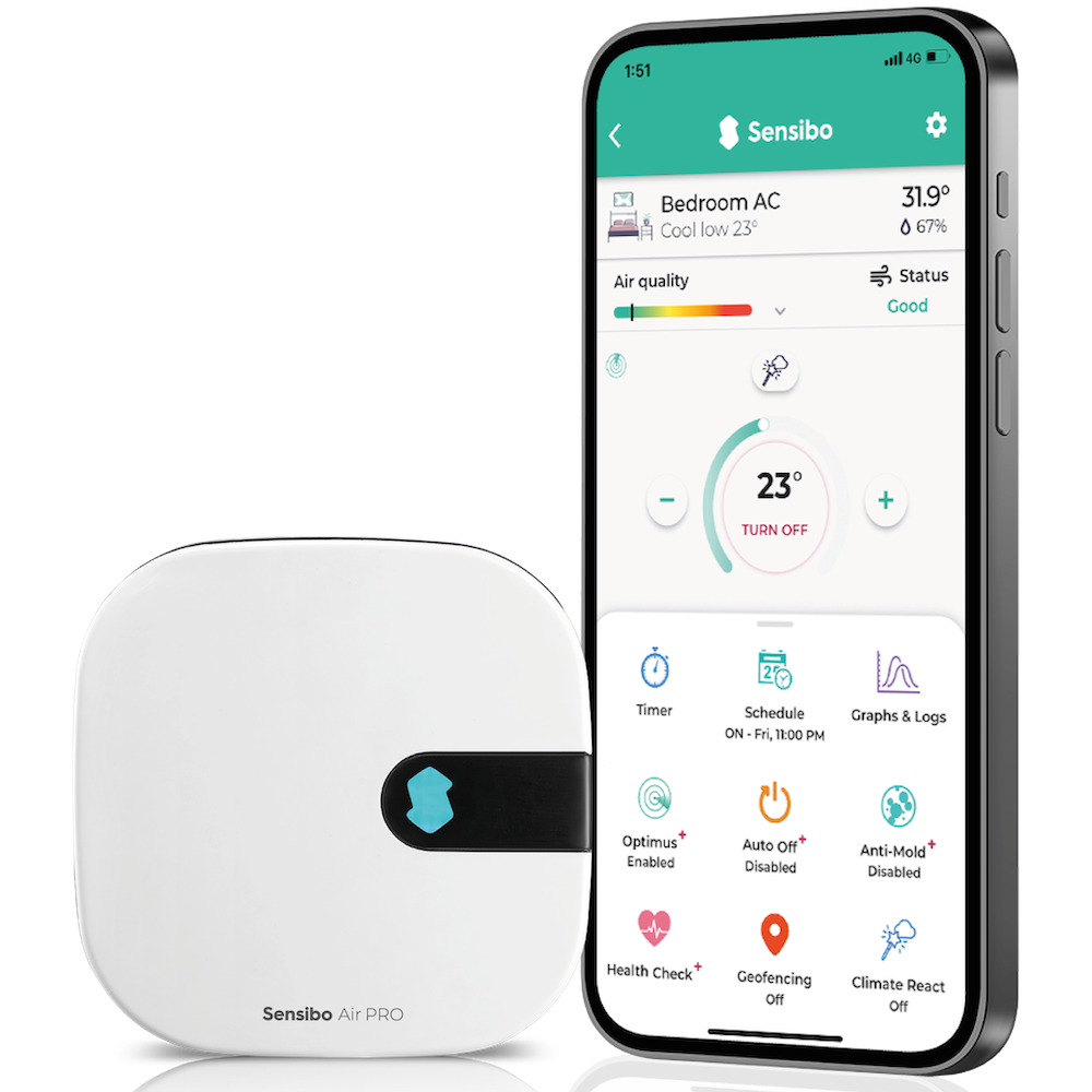 Inteligentny sterownik klimatyzacji Wi-Fi z czujnikiem jakości powietrza Sensibo Air Pro 
