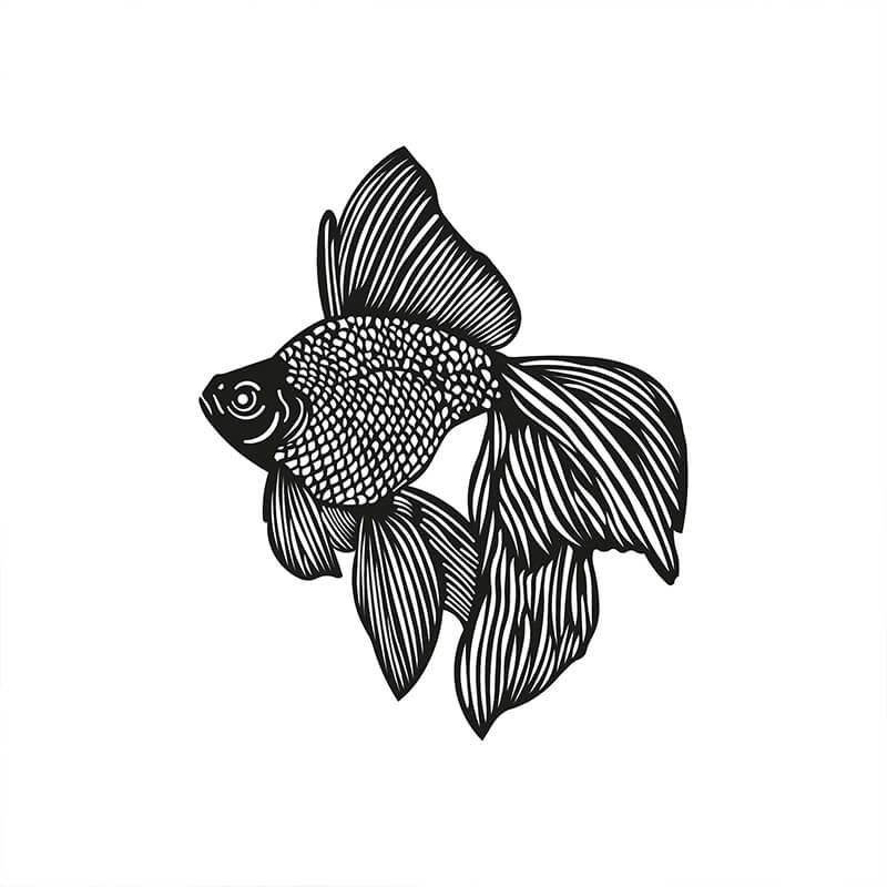 Złota rybka – metalowa ozdoba ścienna 600 x 500 mm