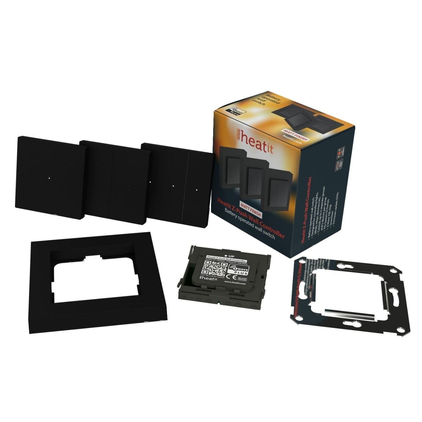 Heatit Z-Push Wall Controller Z-Wave 700 series (Black Matt)