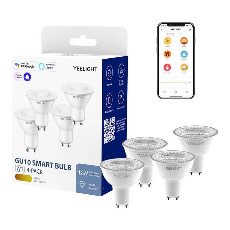 Inteligentna żarówka Yeelight W1 GU10 - z funkcją ściemniania, 4 szt.