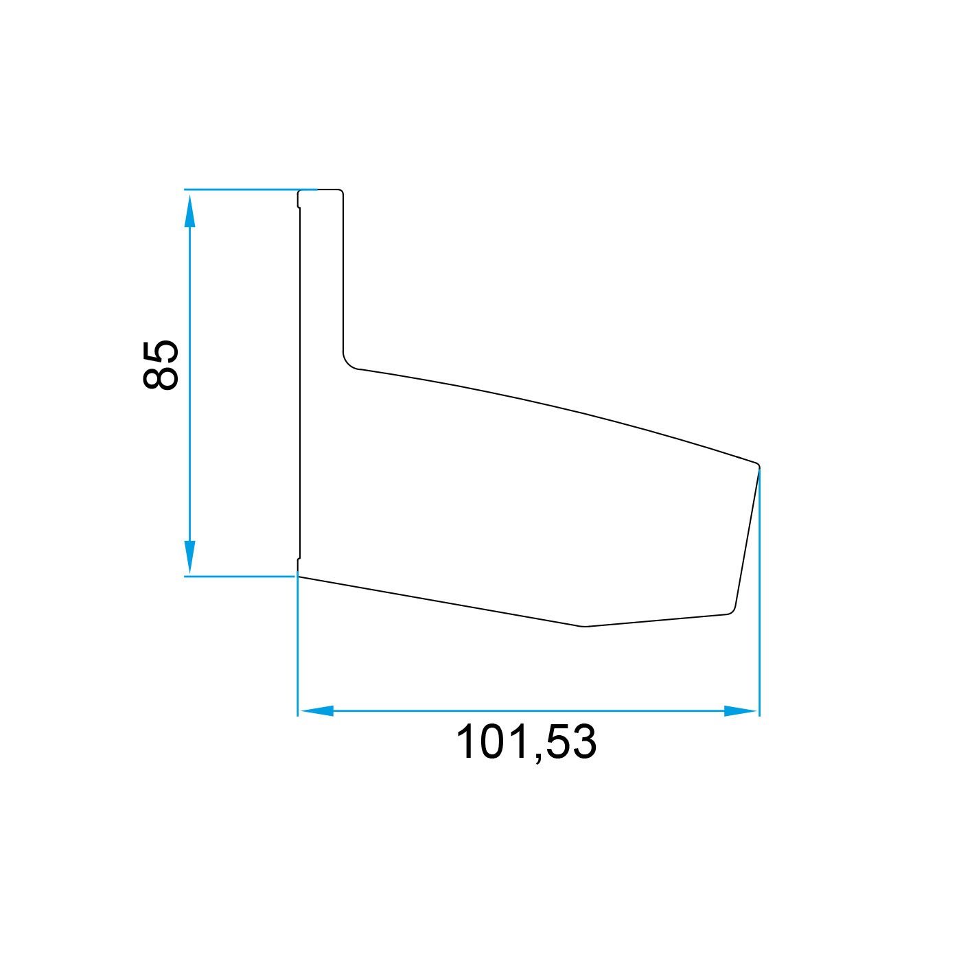 Zaślepka boczna do systemu zadaszeń szklanych na listwie aluminiowej N100 - 3000 mm, aluminium, anoda matowa