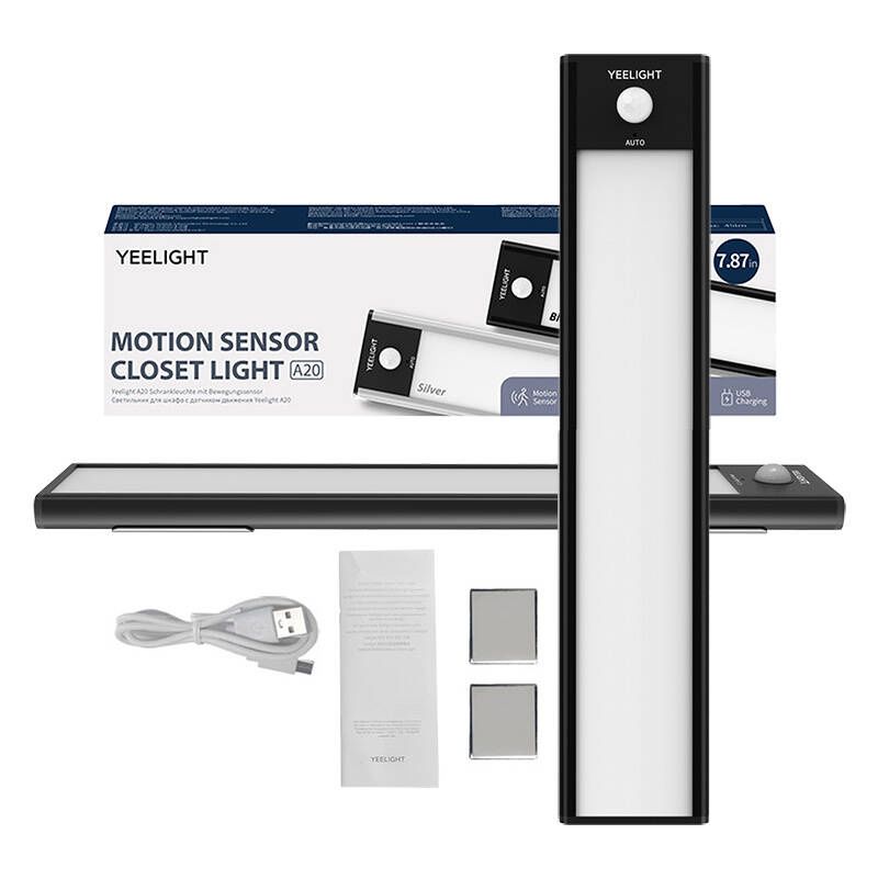 Lampka do szafy z czujnikiem ruchu Yeelight Closet Light - o długości 20 cm, czarna, 4000K