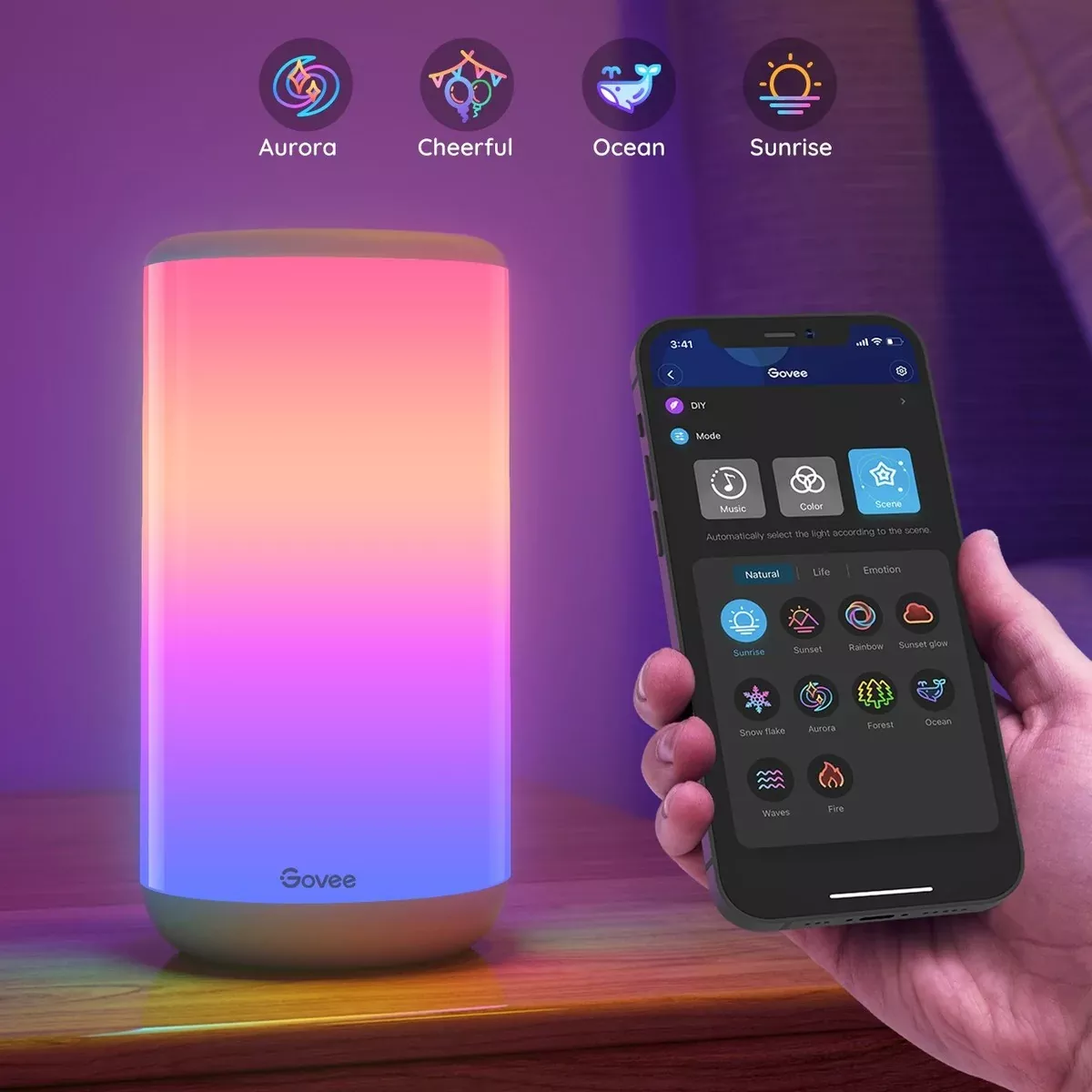 Lampa LED Govee Aura RGBIC, 2200k-6500k, Wi-Fi, Bluetooth (H6052)