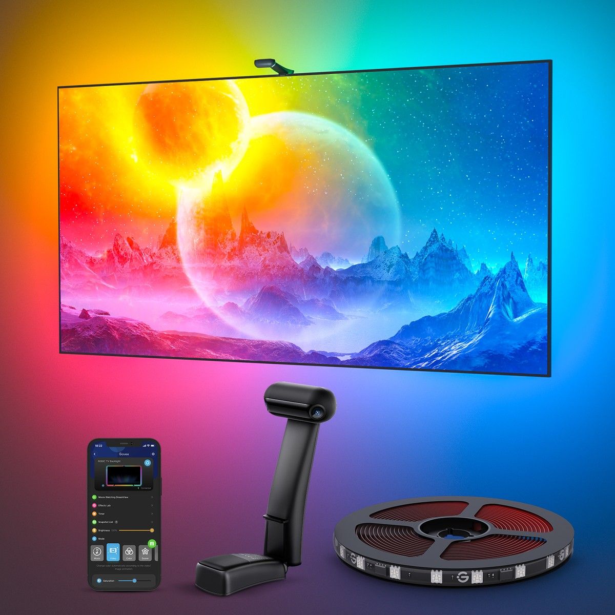 Taśma LED Govee Envisual TV Backlight T2 podświetlenie dla TV 55-65 cali, RGBIC, Wi-Fi, Bluetooth (H605C)