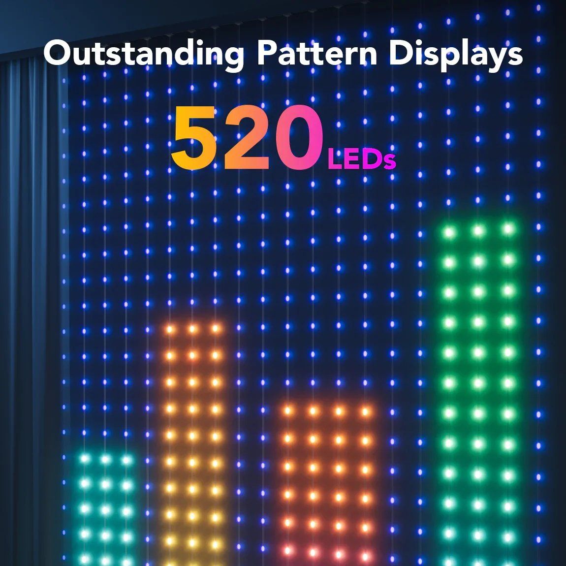 Zasłona, kurtyna LED Govee Curtain Light Wi-Fi, Bluetooth, RGBIC, IP65 (H70B1)