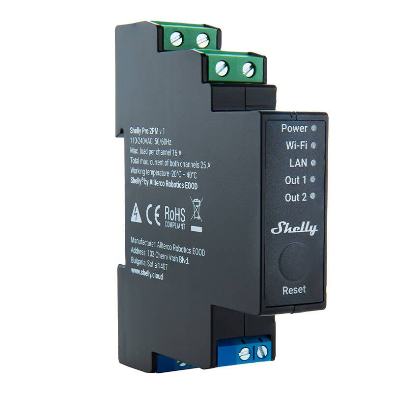 Przekaźnik SHELLY Pro 2PM Wi-Fi/LAN DIN 2-kanał pomiar