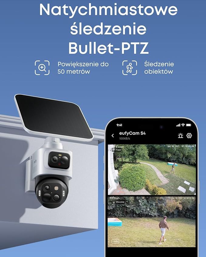Zestaw 2 kamer eufyCam S4 2-Cam Kit - ze stacją bazową S380, biało-czarne, WiFi, 130°, Amazon Alexa, Google Home