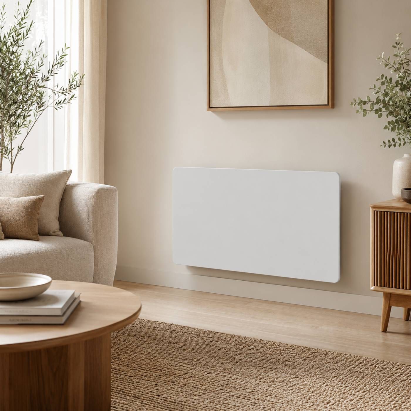 Grzejnik elektryczny Heatit WiFi Glass Panel Heater - WiFi, Bluetooth, 1000 W, biały ze szklanym frontem