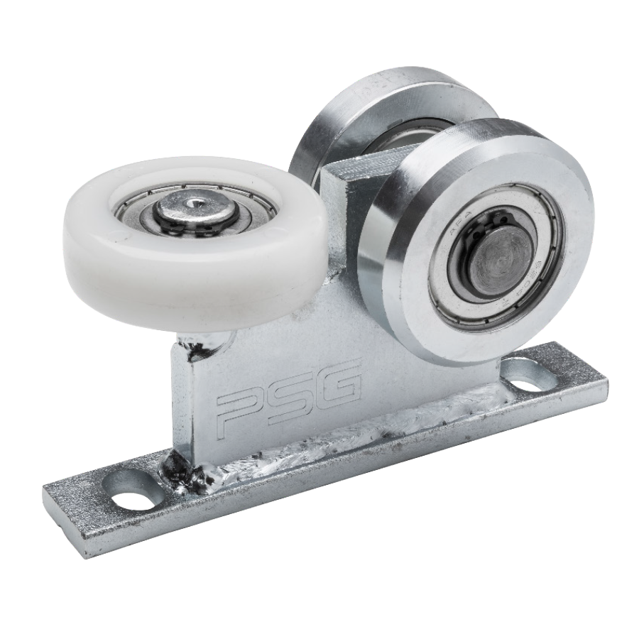 Wózek jezdny 80 do bramy podwieszanej, rolki stalowe i z tworzywa H105 mm