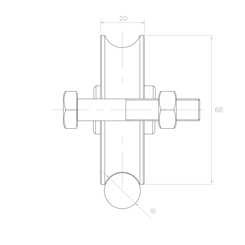 Rolka jezdna stalowa typu "O" – fi 68x16 mm