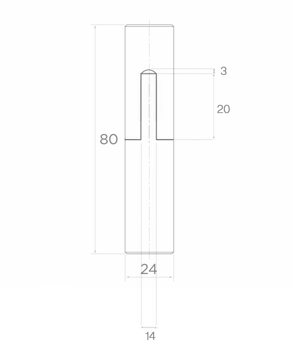 Zawias toczony do bramy D24 x H80 mm z kulą
