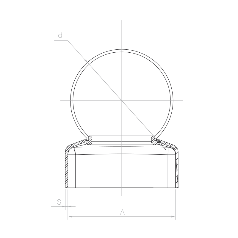 Daszek stalowy na profil 50x50 mm z kulą ozdobną fi 60 mm, ocynkowany