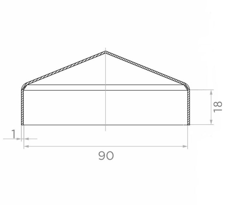 Daszek stalowy kopertowy na słupek 90x90x1 mm