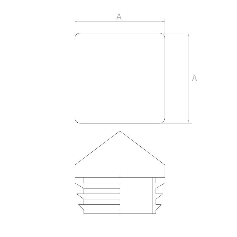Zaślepka kopertowa do profilu kwadratowego 60x60 mm