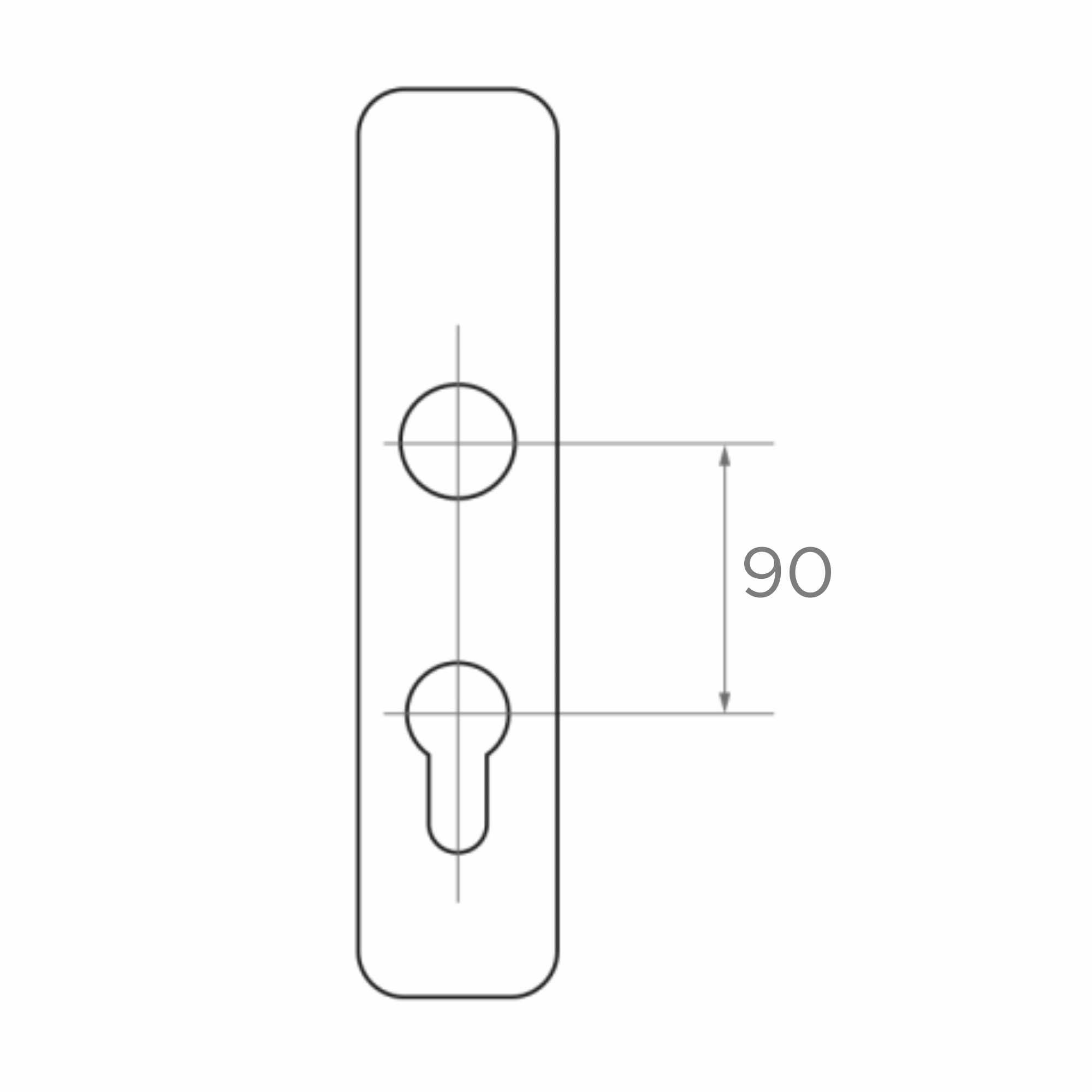 Gałko-klamka do drzwi z szyldem 90 H=240 x L=30 mm