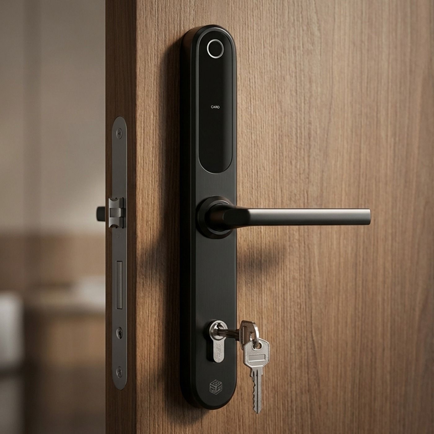 Klamka elektroniczna PSG TAPPO – czarna, rozstaw 72 mm, Bluetooth, WiFi, Smart Life (Tuya) 