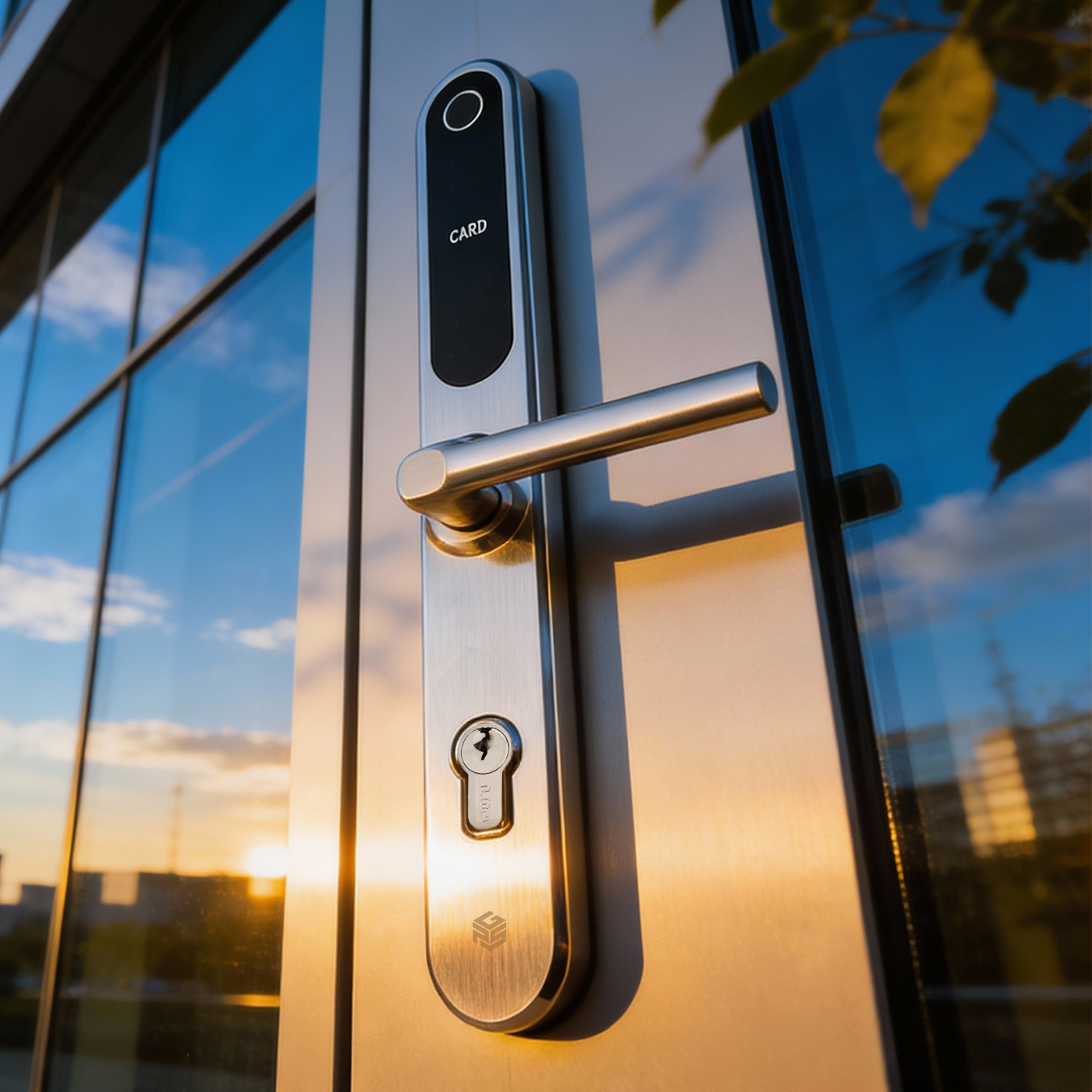 Klamka elektroniczna PSG VERRO – srebrna, rozstaw 92 mm,  Bluetooth, WiFi, Smart Life (Tuya) 