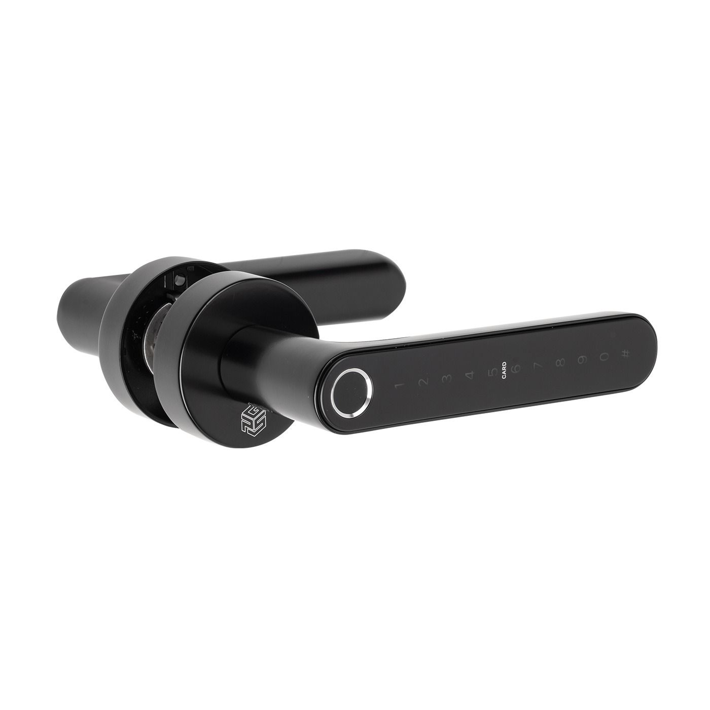 Inteligentna klamka elektroniczna PSG LUMA - czarna, Bluetooth, WiFi, Smart Life (Tuya) + butelka motywacyjna z tritanu 1 l (niebieska)