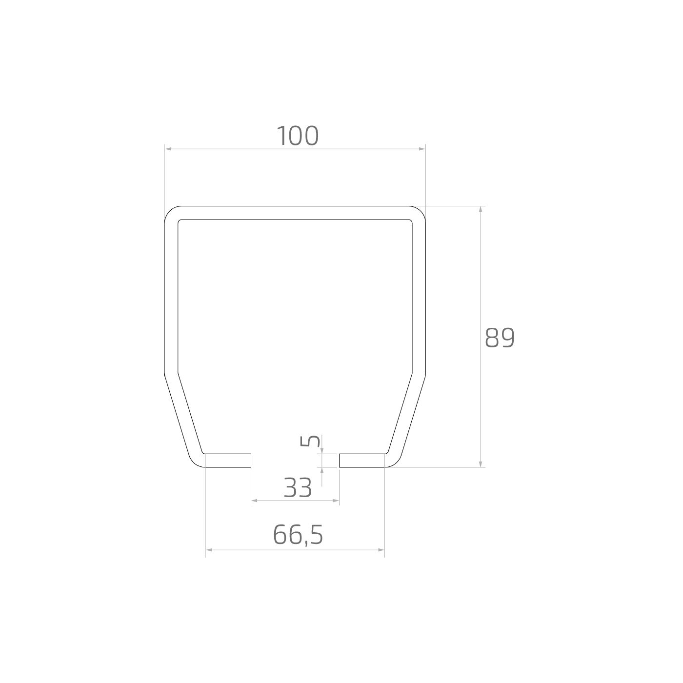 Szyna do bramy przesuwnej 100x89x5 mm, do 60.891.8V, długość 6m