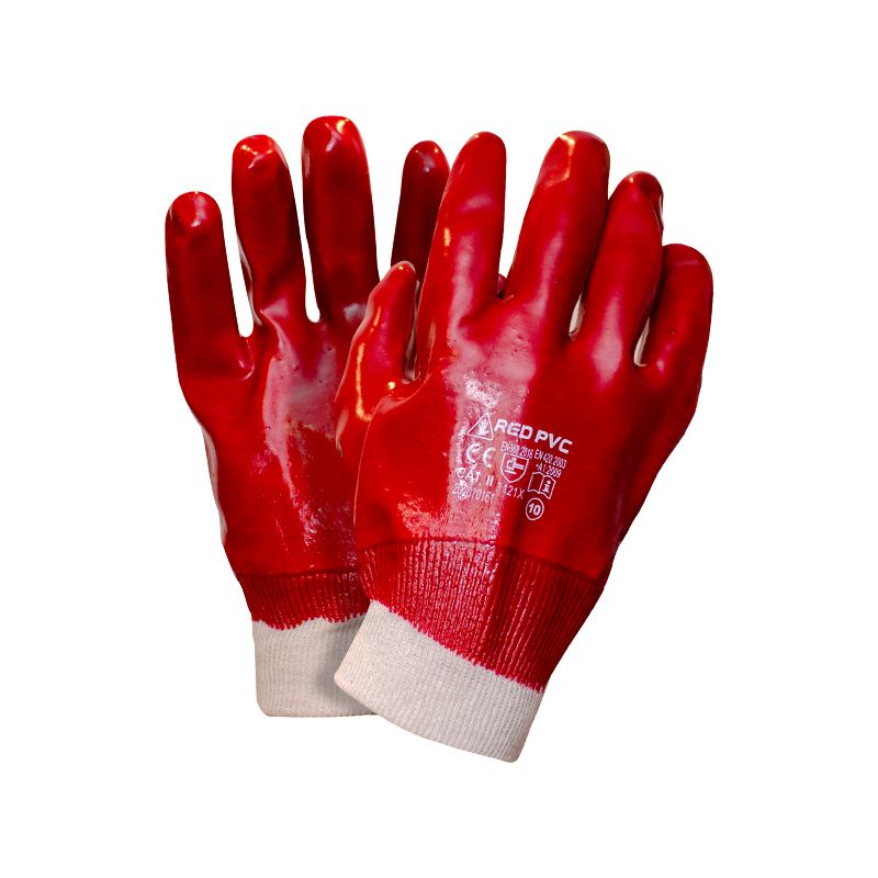 Czerwone rękawice ochronne RED PVC w rozmiarze 10