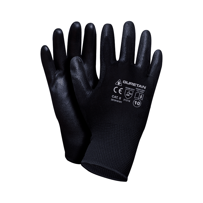 Czarne rękawice ochronne Guretan Set B w rozmiarze 10