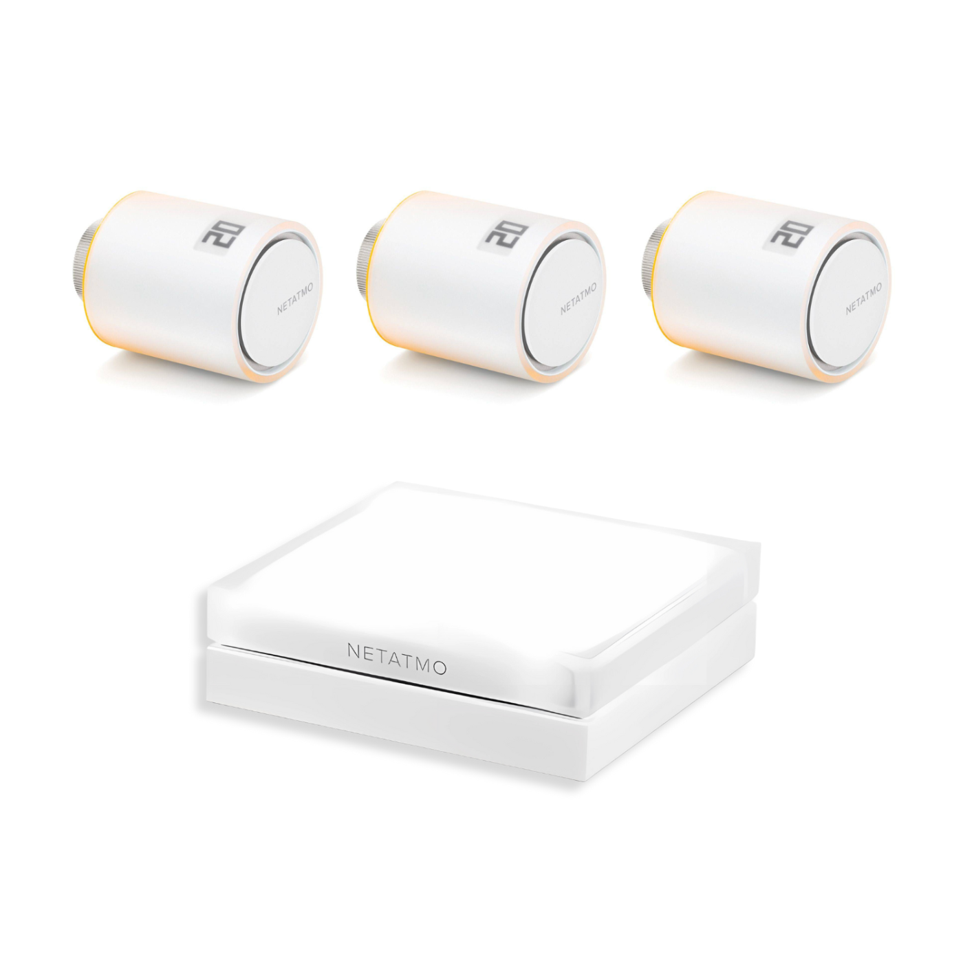 Pakiet Starter Pack: 2 inteligentne głowice termostatyczne Netatmo NVP + przekaźnik + 1 głowica termostatyczna Netatmo NAV 