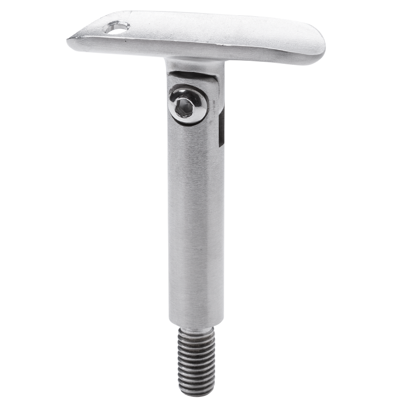 Przegubowa podpora poręczy do rury 42,4 mm z blaszką montażową fi 14/75 mm, gwint M8, stal nierdzewna, satyna