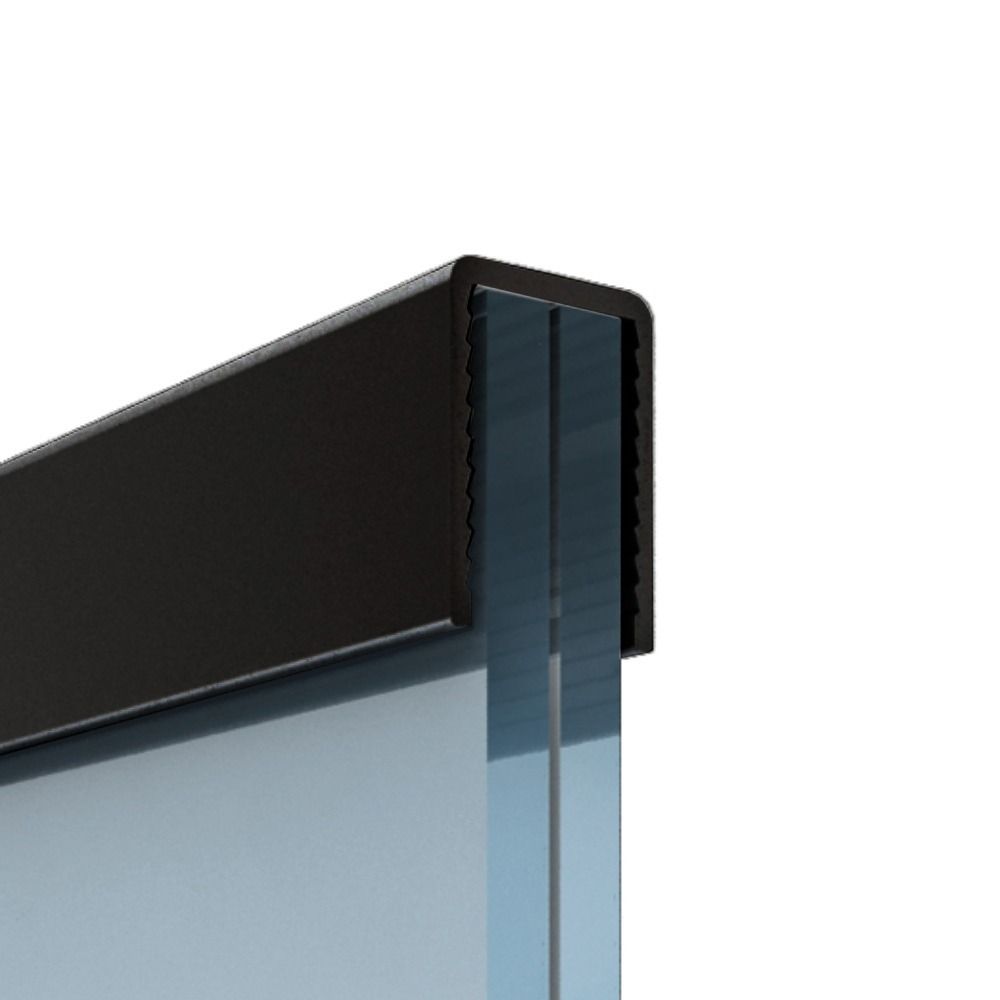 Pochwyt aluminiowy prostokątny 17,6 x 25 mm, czarny RAL9005 - na szkło o grubości 12 - 13,52 mm, 5 m - Kozza