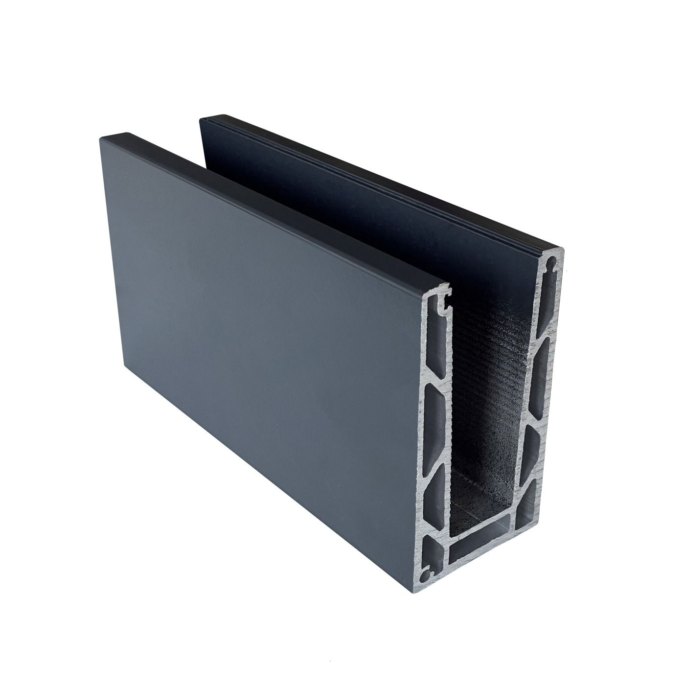 Profil typu U do balustrad całoszklanych 5000 mm – mocowanie od góry – Kozza, seria KE 100, kolor ciemnoszary