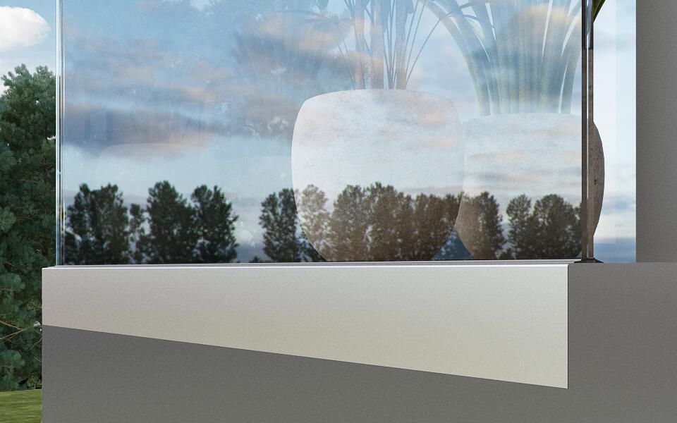 Profil typu L do balustrad całoszklanych 5000 mm – mocowanie wzdłużne od góry – Kozza, seria KE 105, powierzchnia surowa