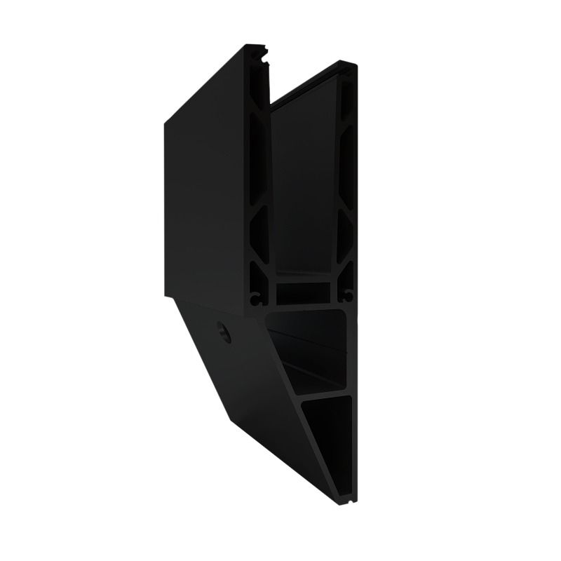 Profil typu U z systemem odprowadzania wody do balustrad całoszklanych 5000 mm – mocowanie boczne – Kozza, seria KF 1200, czarny