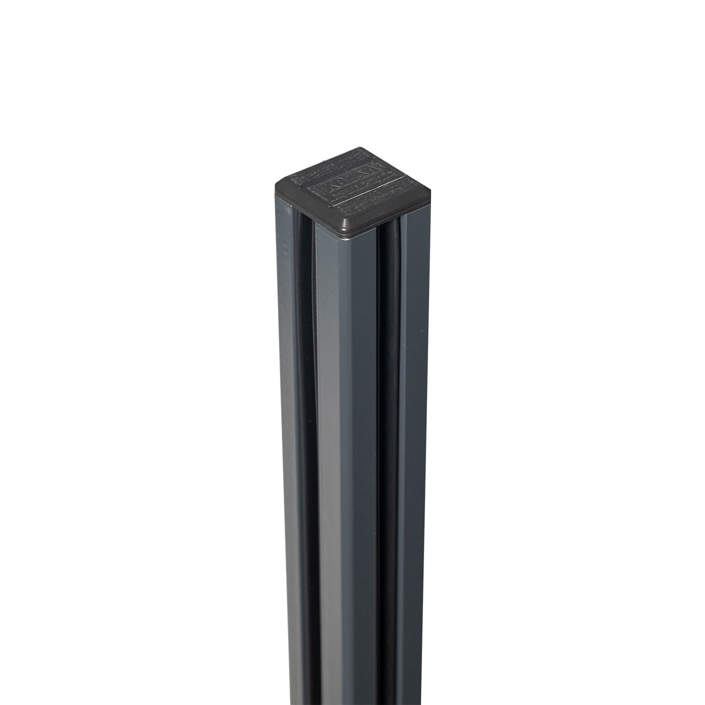 Słupek środkowy balustradowy 45x45x1283mm – aluminiowy, szkło 8,72 mm, mocowanie boczne, ciemnoszary – seria KR7400, Kozza