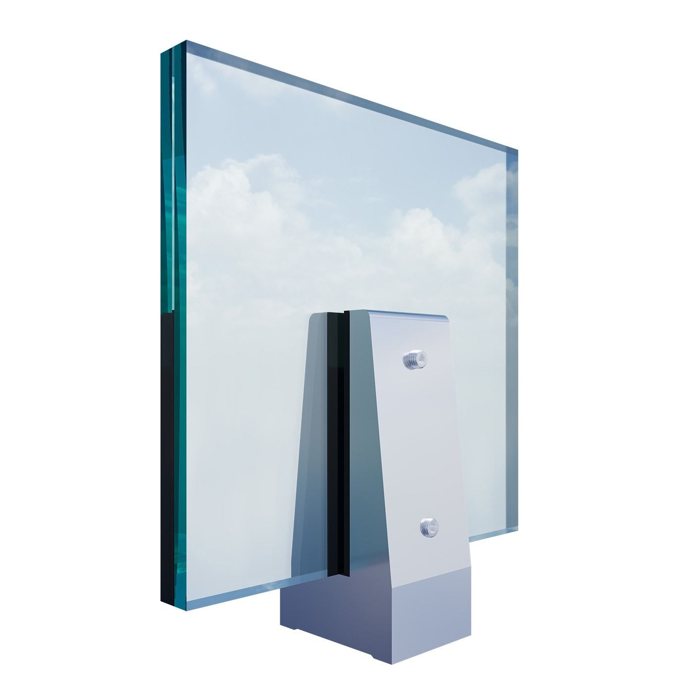 Uchwyt pionowy pojedynczy do szkła deltowaty - spigot, 70x50 mm, H=140 mm, szkło 16-17,52 mm, aluminium, surowy