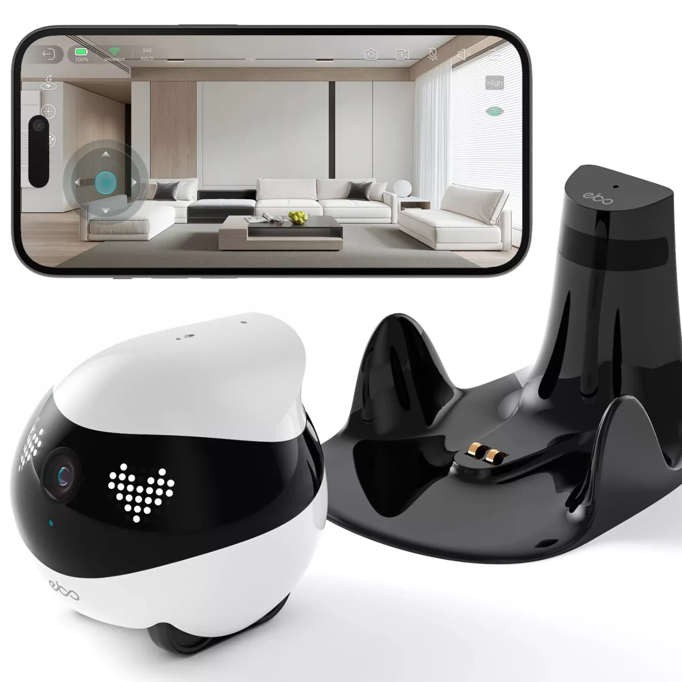 EnaBot EBO AIR 2 - domowy, mobilny robot monitorujący, biały