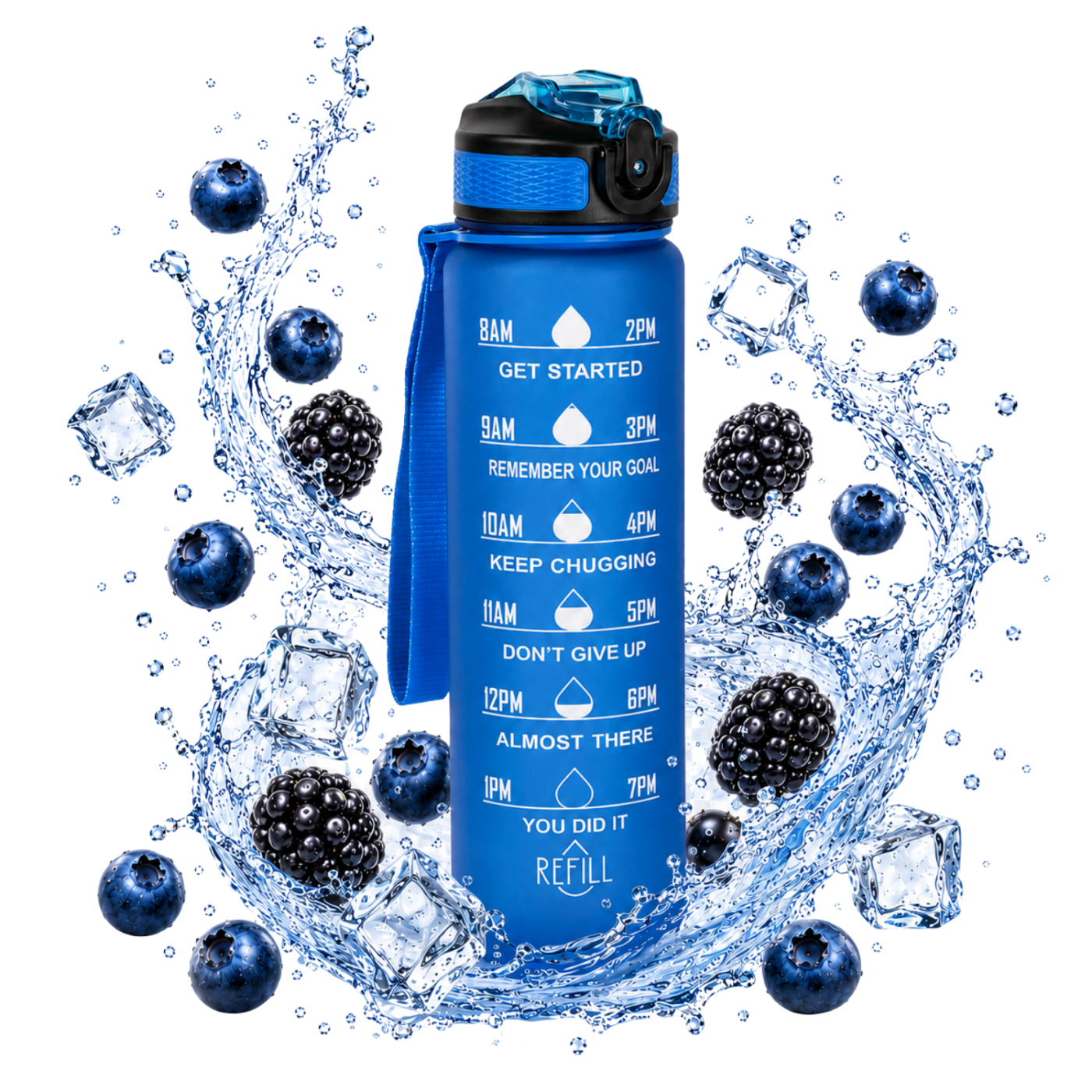 Inteligentna klamka elektroniczna PSG TAPPO &ndash; czarna, rozstaw 92 mm, Bluetooth, WiFi, Smart Life (Tuya) + butelka motywacyjna z tritanu 1 l (niebieska)