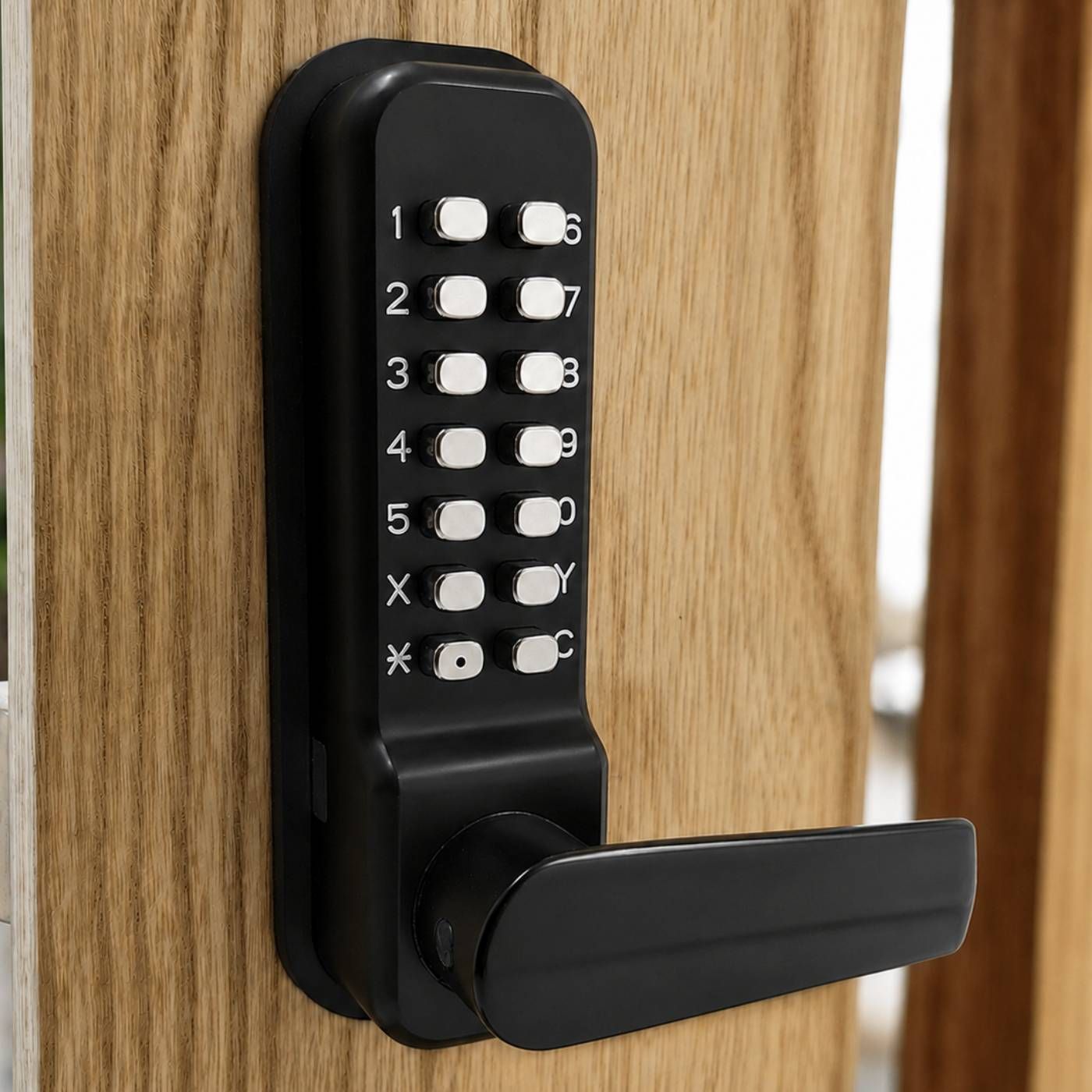 Metalowy zamek bramowy Borg Locks BL4409 - jednostrony z klamką, klawiaturą ECP i zatrzaskiem wewnętrznym z funkcją blokady, czarny