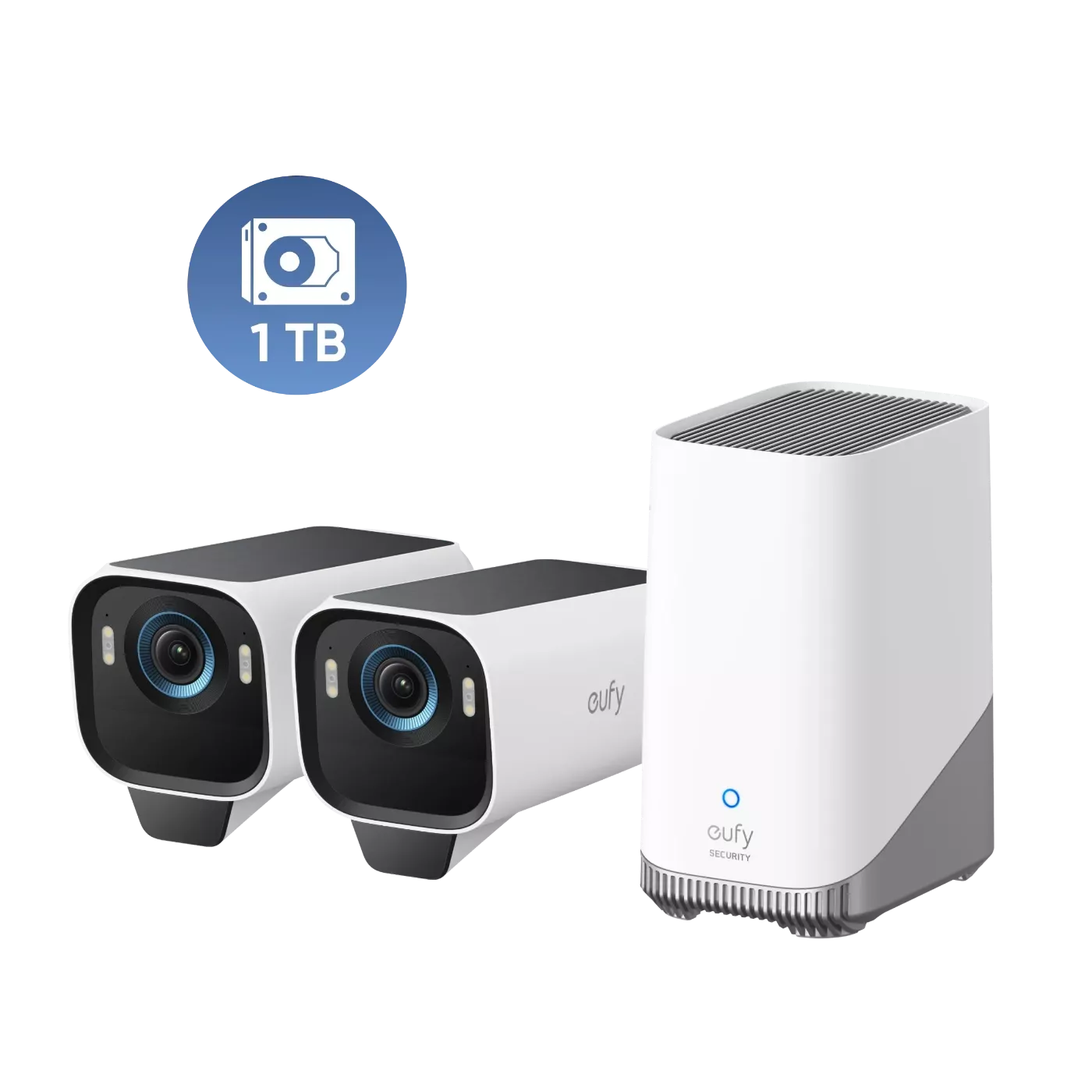 Zestaw 2 kamer do monitoringu eufyCam S3 Pro + stacja HomeBase S380 + dysk twardy 1 TB