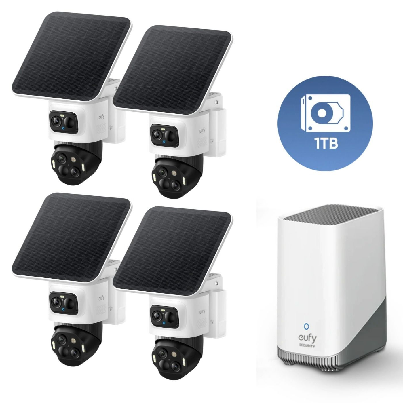 Zestaw 4 kamer do monitoringu eufyCam S4 + stacja HomeBase S380 + dysk twardy 1 TB