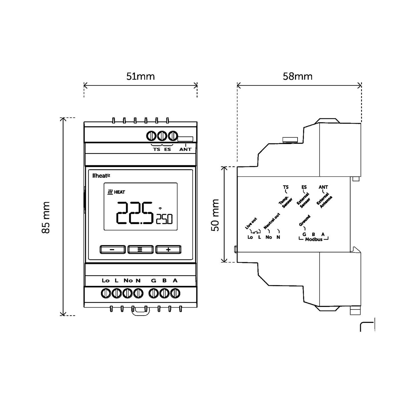 Termostat Heatit DIN SMART - Z-Wave, montaż na szynie DIN