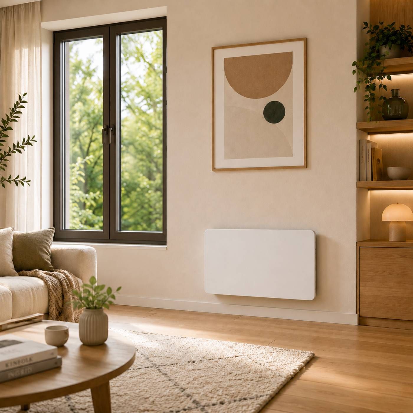 Grzejnik elektryczny Heatit WiFi Glass Panel Heater - WiFi, Bluetooth, 400 W, biały ze szklanym frontem