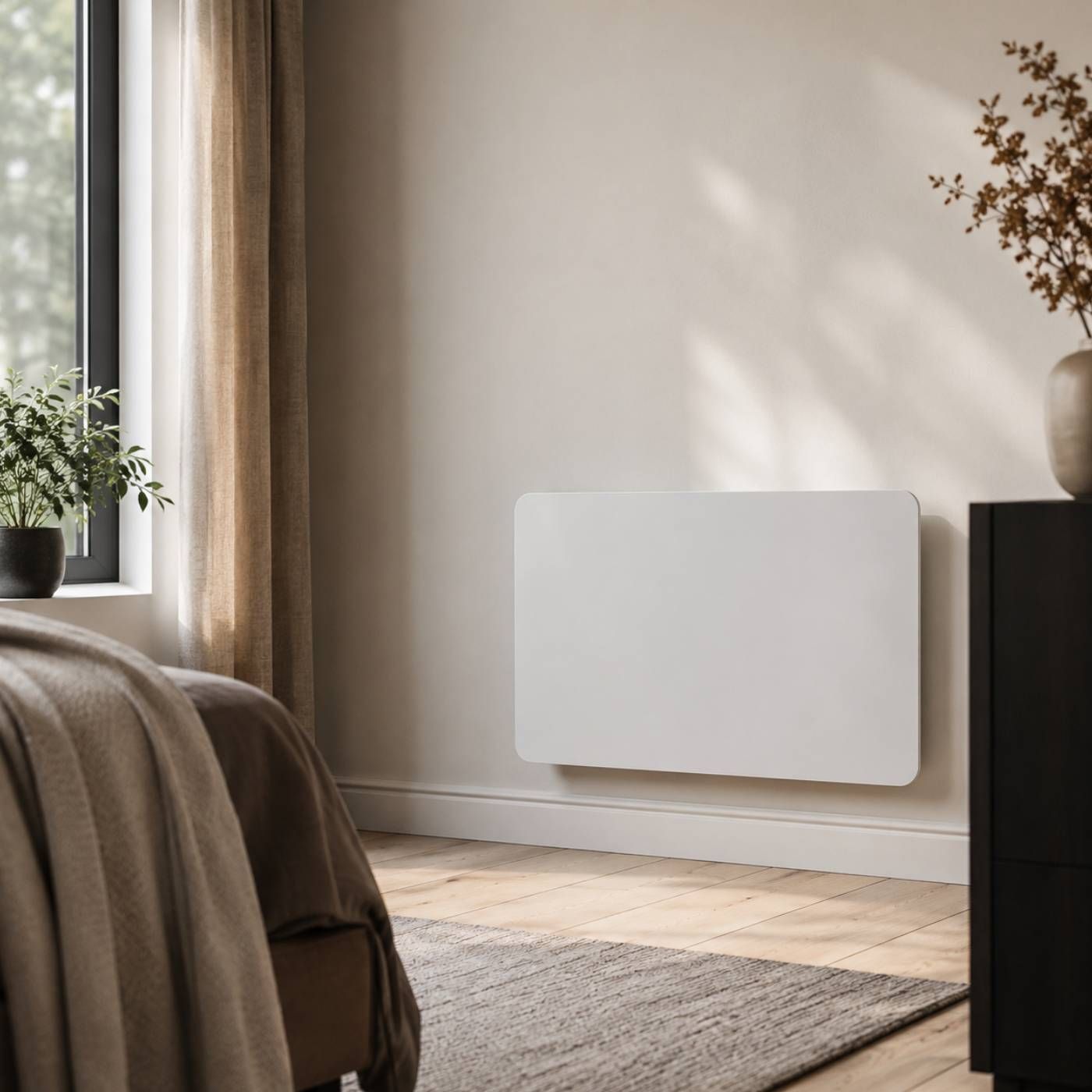 Grzejnik elektryczny Heatit WiFi Glass Panel Heater - WiFi, Bluetooth, 800 W, biały ze szklanym frontem