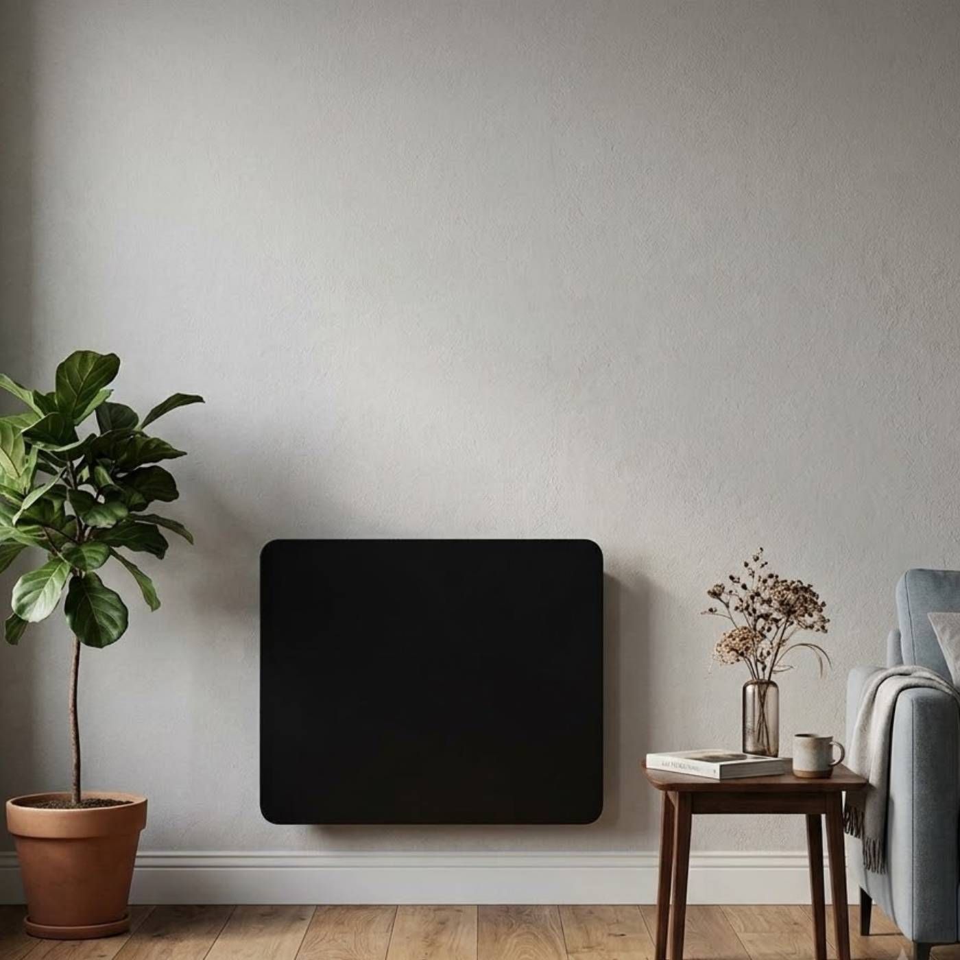 Grzejnik elektryczny Heatit WiFi Glass Panel Heater - WiFi, Bluetooth, 400 W, czarny ze szklanym frontem